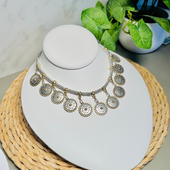 Lucky Brand Two-Toned Cutout Medallion Collar Necklace - Picture 4 of 10